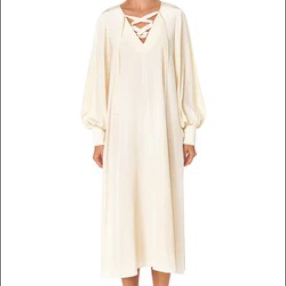 Elegant Cream Long Sleeve Dress